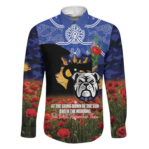Personalised Bulldogs Rugby ANZAC Day Family Matching Off Shoulder Short Dress and Hawaiian Shirt Last Post Poppy We Will Remember Them