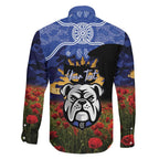 Personalised Bulldogs Rugby ANZAC Day Family Matching Off Shoulder Short Dress and Hawaiian Shirt Last Post Poppy We Will Remember Them