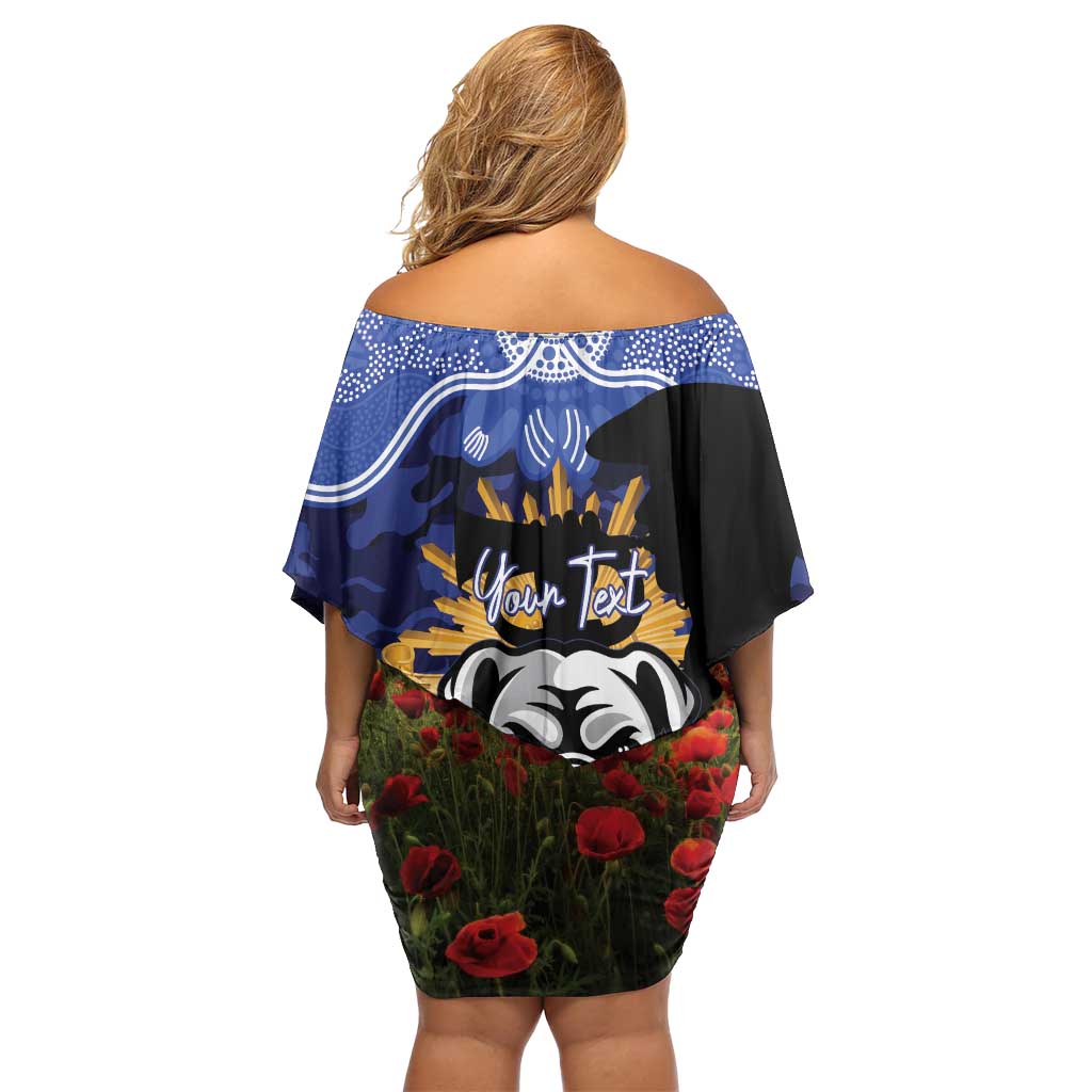 Personalised Bulldogs Rugby ANZAC Day Family Matching Off Shoulder Short Dress and Hawaiian Shirt Last Post Poppy We Will Remember Them