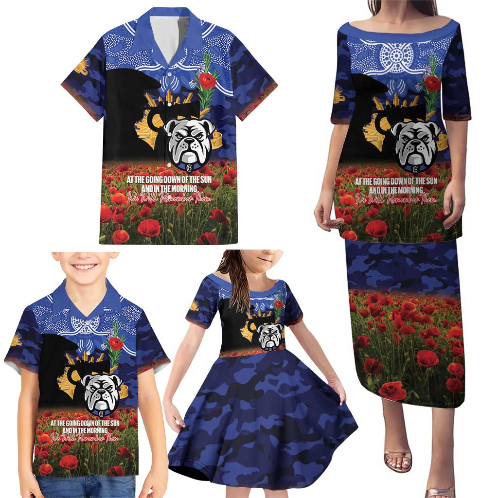 Personalised Bulldogs Rugby ANZAC Day Family Matching Puletasi and Hawaiian Shirt Last Post Poppy We Will Remember Them