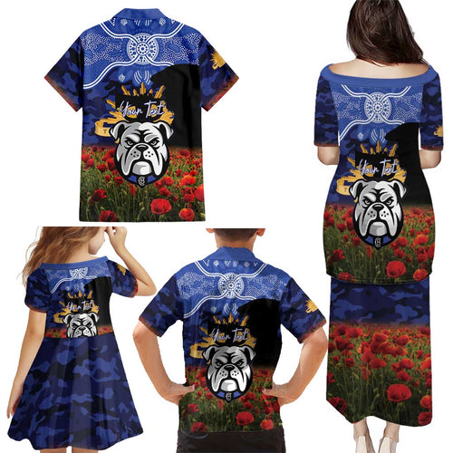 Personalised Bulldogs Rugby ANZAC Day Family Matching Puletasi and Hawaiian Shirt Last Post Poppy We Will Remember Them