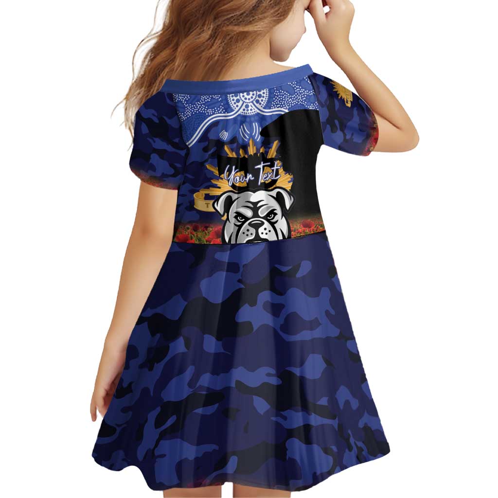 Personalised Bulldogs Rugby ANZAC Day Family Matching Short Sleeve Bodycon Dress and Hawaiian Shirt Last Post Poppy We Will Remember Them