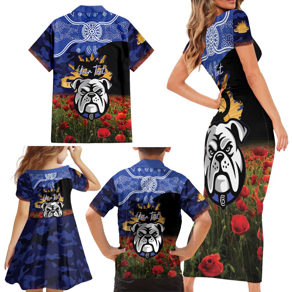 Personalised Bulldogs Rugby ANZAC Day Family Matching Short Sleeve Bodycon Dress and Hawaiian Shirt Last Post Poppy We Will Remember Them