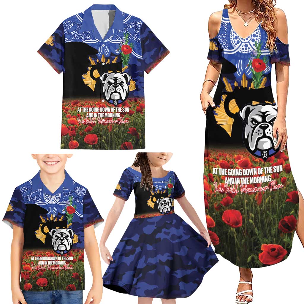 Personalised Bulldogs Rugby ANZAC Day Family Matching Summer Maxi Dress and Hawaiian Shirt Last Post Poppy We Will Remember Them