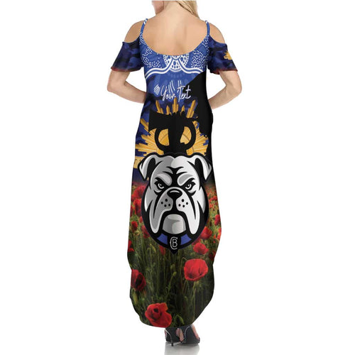 Personalised Bulldogs Rugby ANZAC Day Family Matching Summer Maxi Dress and Hawaiian Shirt Last Post Poppy We Will Remember Them