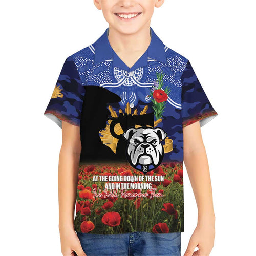 Personalised Bulldogs Rugby ANZAC Day Family Matching Summer Maxi Dress and Hawaiian Shirt Last Post Poppy We Will Remember Them