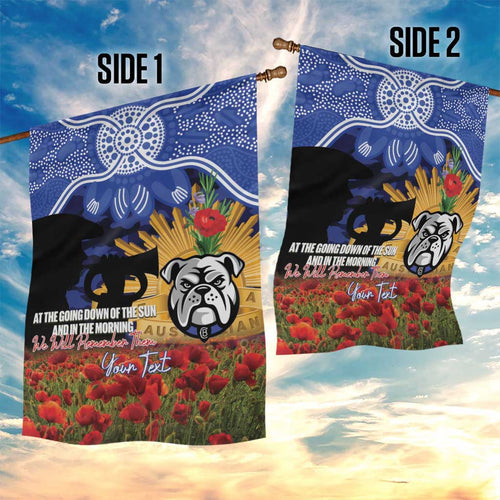 Personalised Bulldogs Rugby ANZAC Day Garden Flag Last Post Poppy We Will Remember Them
