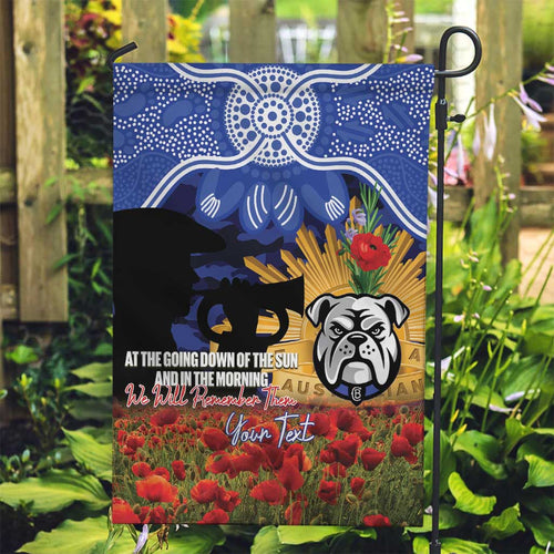 Personalised Bulldogs Rugby ANZAC Day Garden Flag Last Post Poppy We Will Remember Them