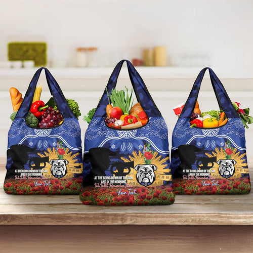 Personalised Bulldogs Rugby ANZAC Day Grocery Bag Last Post Poppy We Will Remember Them