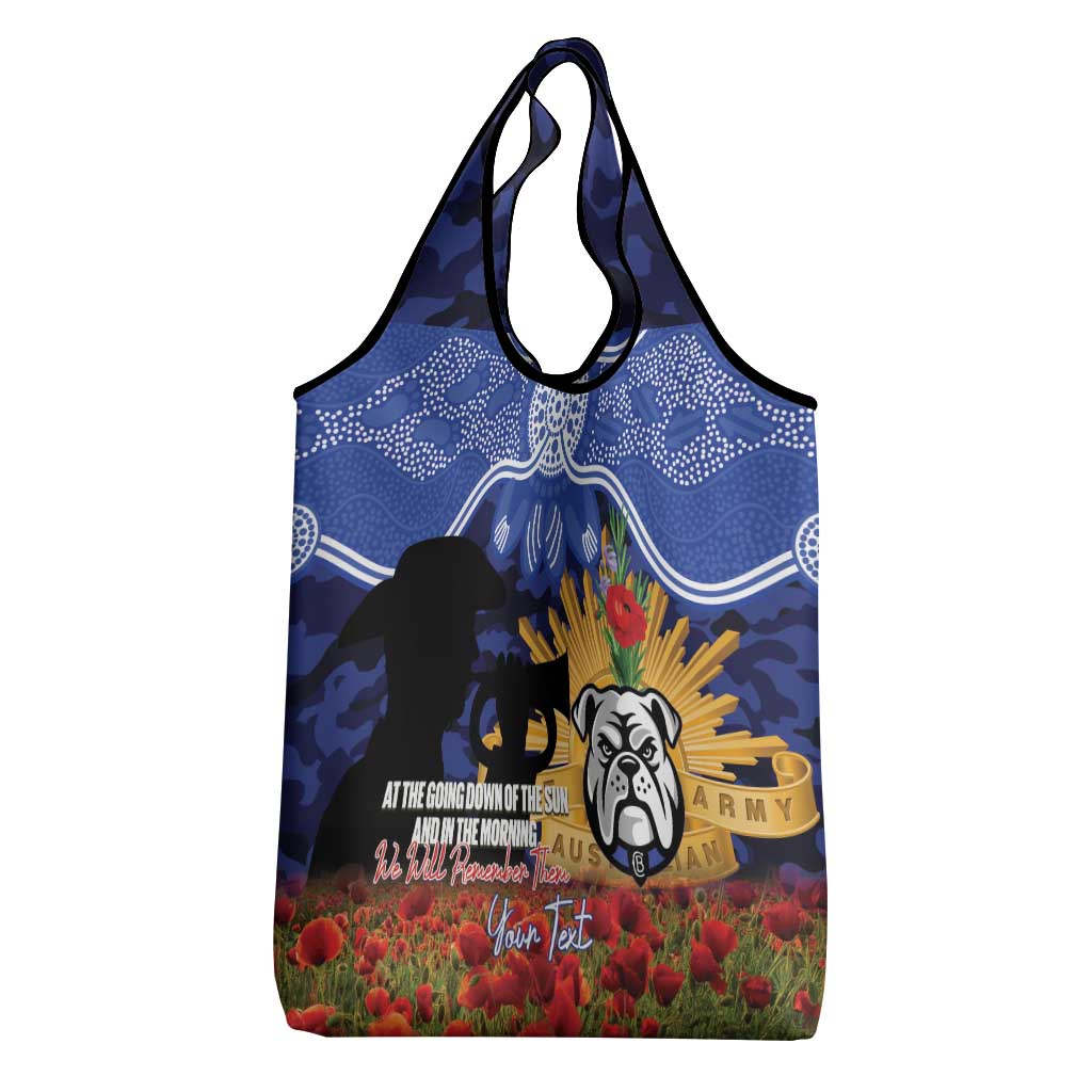 Personalised Bulldogs Rugby ANZAC Day Grocery Bag Last Post Poppy We Will Remember Them