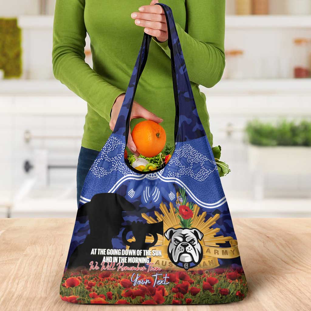 Personalised Bulldogs Rugby ANZAC Day Grocery Bag Last Post Poppy We Will Remember Them