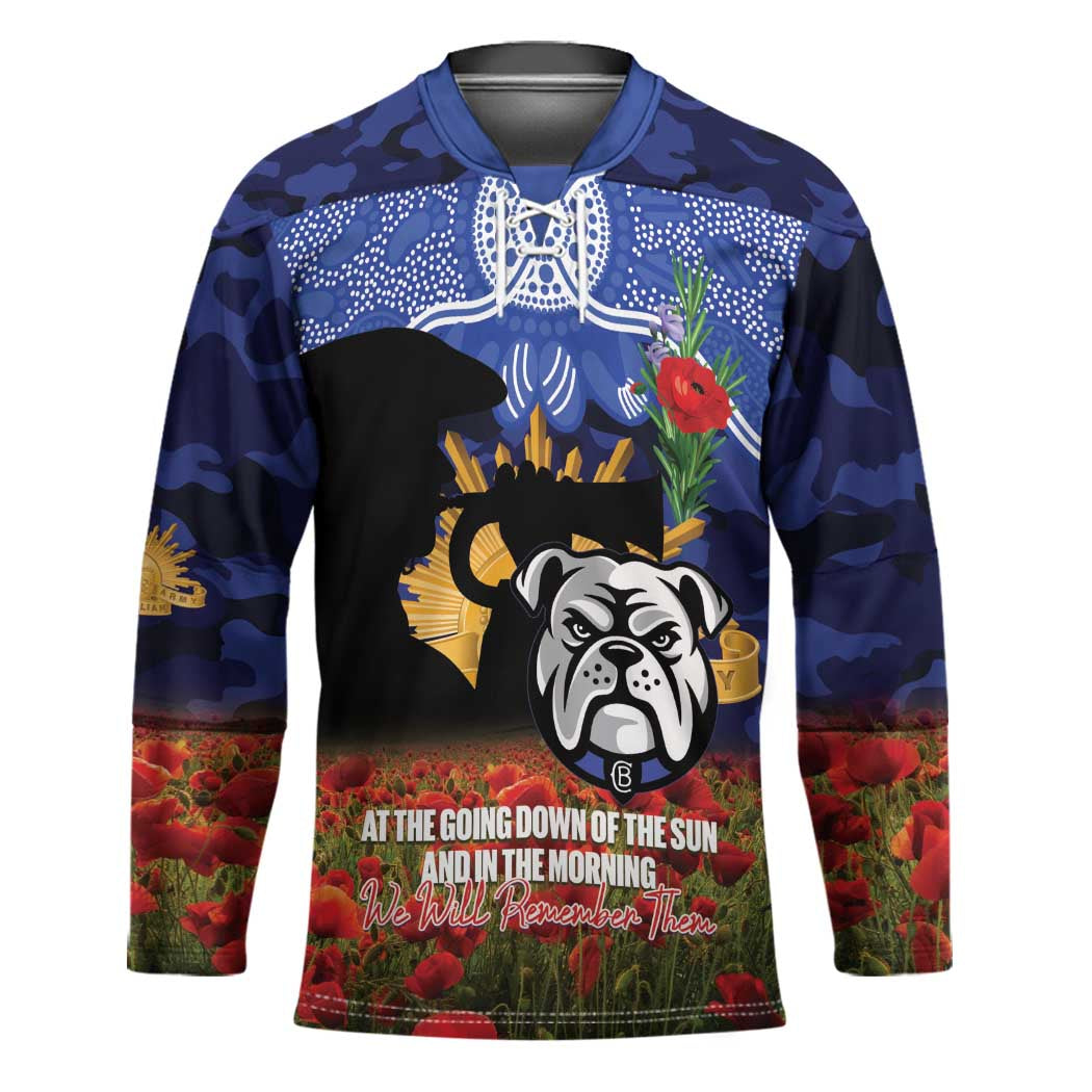 Personalised Bulldogs Rugby ANZAC Day Hockey Jersey Last Post Poppy We Will Remember Them