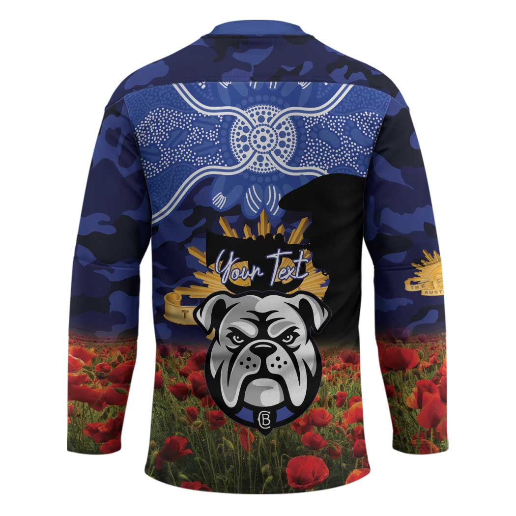 Personalised Bulldogs Rugby ANZAC Day Hockey Jersey Last Post Poppy We Will Remember Them
