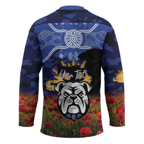 Personalised Bulldogs Rugby ANZAC Day Hockey Jersey Last Post Poppy We Will Remember Them