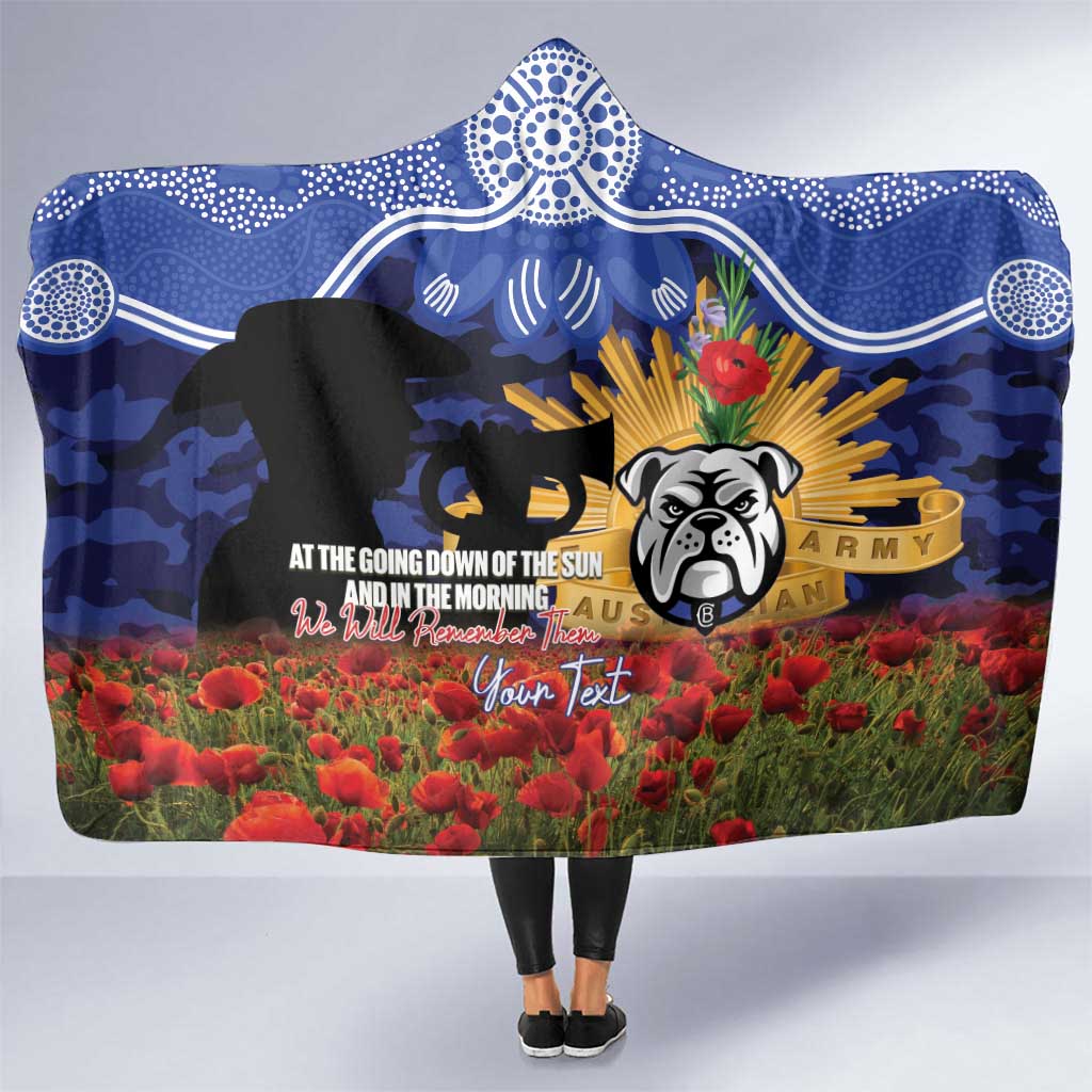 Personalised Bulldogs Rugby ANZAC Day Hooded Blanket Last Post Poppy We Will Remember Them
