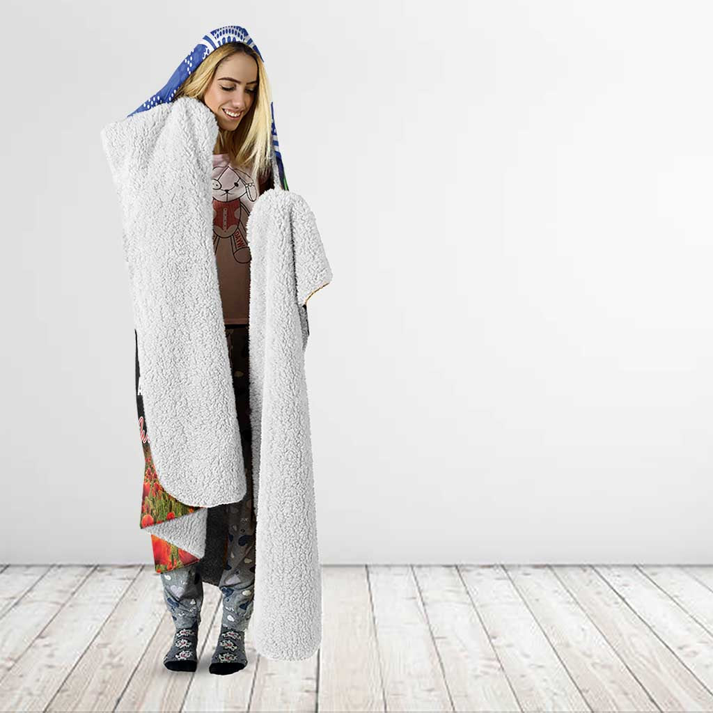 Personalised Bulldogs Rugby ANZAC Day Hooded Blanket Last Post Poppy We Will Remember Them
