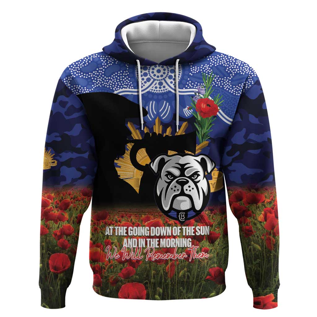 Personalised Bulldogs Rugby ANZAC Day Hoodie Last Post Poppy We Will Remember Them