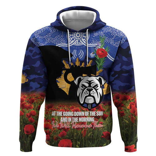 Personalised Bulldogs Rugby ANZAC Day Hoodie Last Post Poppy We Will Remember Them