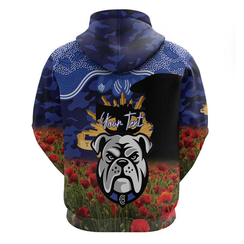 Personalised Bulldogs Rugby ANZAC Day Hoodie Last Post Poppy We Will Remember Them