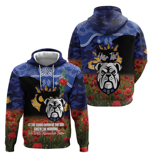 Personalised Bulldogs Rugby ANZAC Day Hoodie Last Post Poppy We Will Remember Them