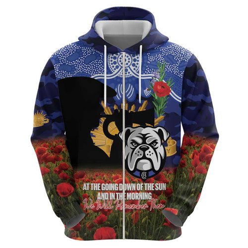 Personalised Bulldogs Rugby ANZAC Day Hoodie Last Post Poppy We Will Remember Them