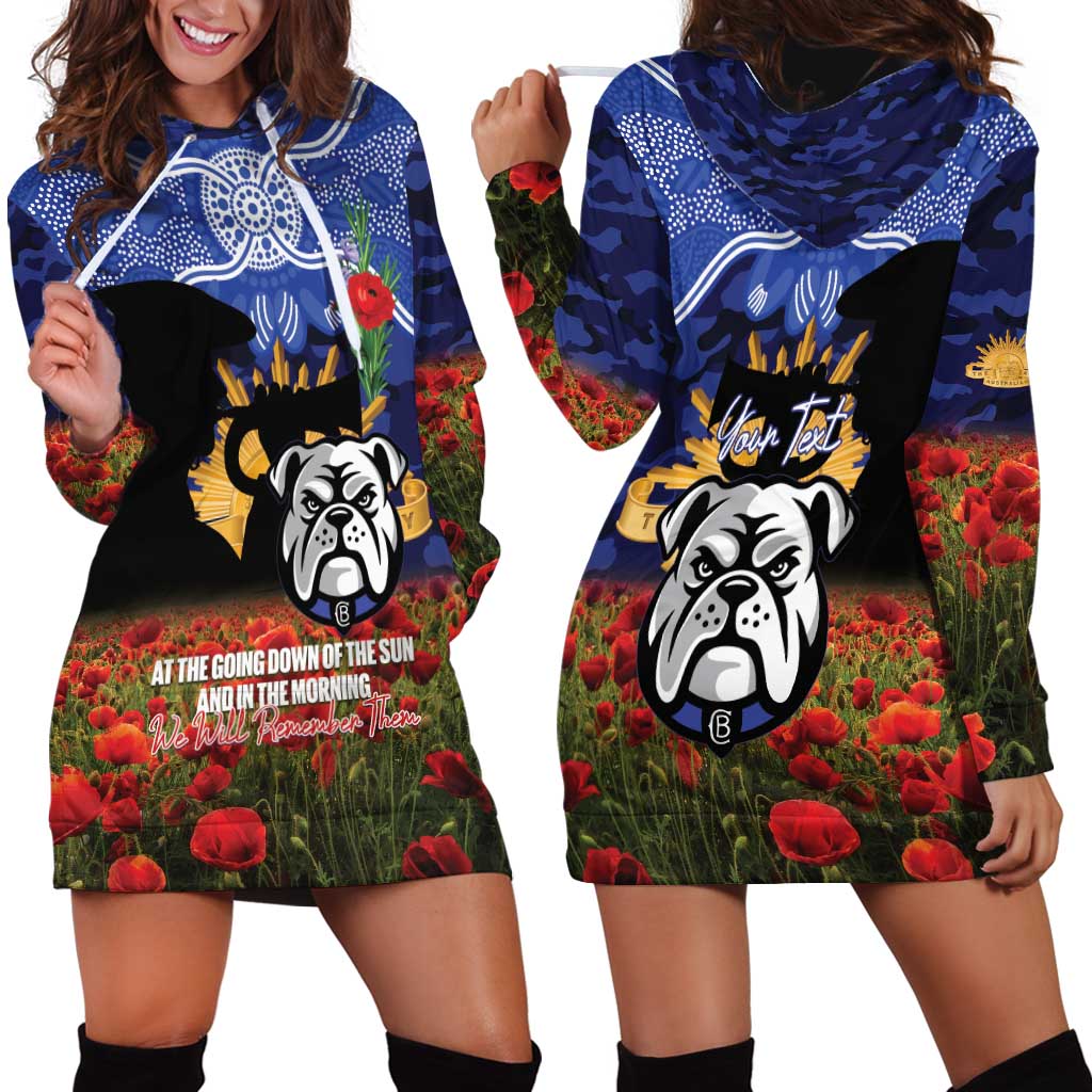Personalised Bulldogs Rugby ANZAC Day Hoodie Dress Last Post Poppy We Will Remember Them