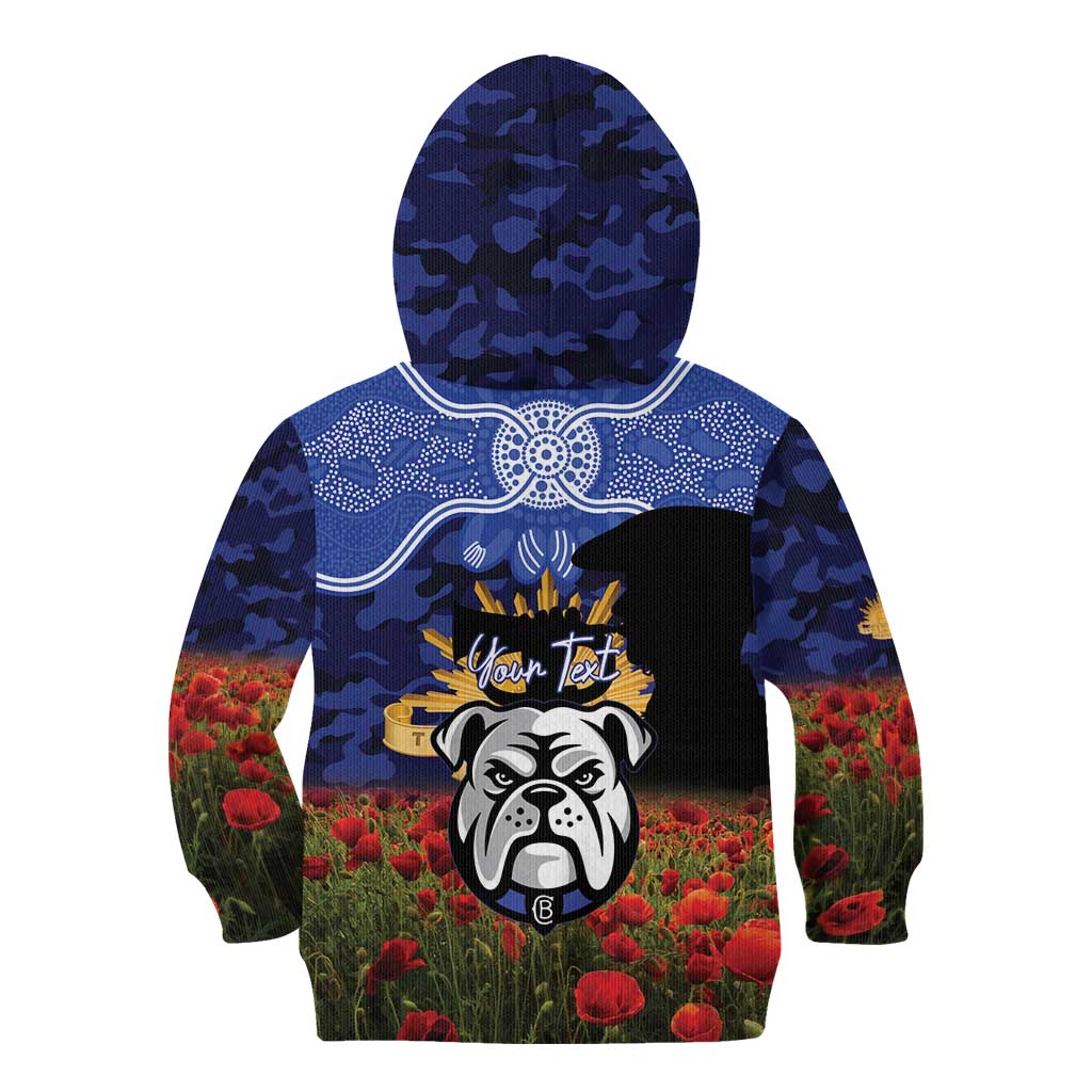 Personalised Bulldogs Rugby ANZAC Day Kid Hoodie Last Post Poppy We Will Remember Them