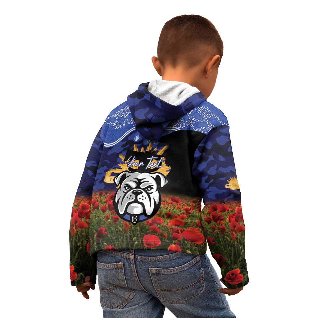 Personalised Bulldogs Rugby ANZAC Day Kid Hoodie Last Post Poppy We Will Remember Them