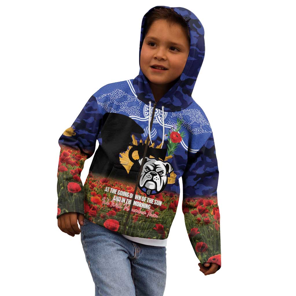 Personalised Bulldogs Rugby ANZAC Day Kid Hoodie Last Post Poppy We Will Remember Them