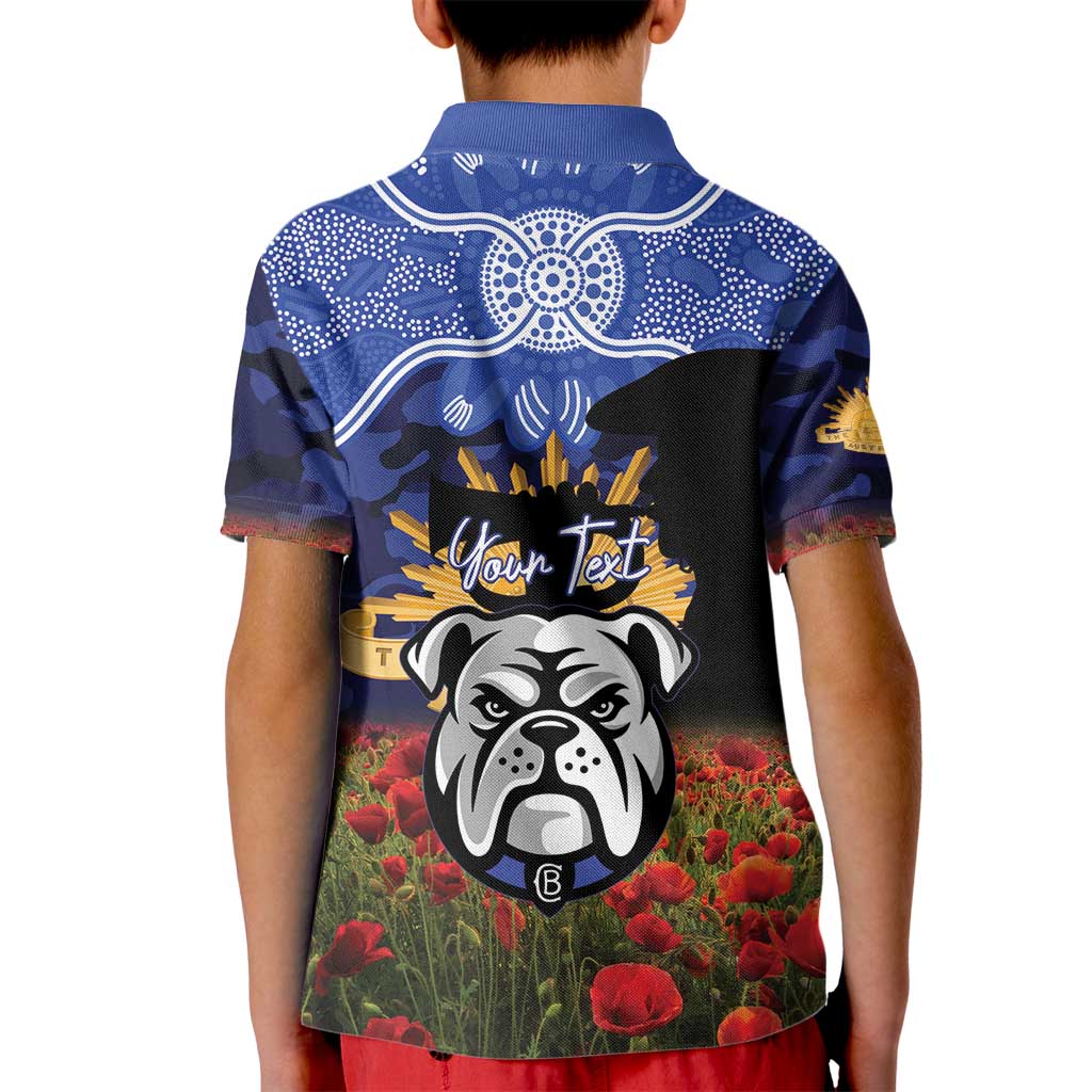 Personalised Bulldogs Rugby ANZAC Day Kid Polo Shirt Last Post Poppy We Will Remember Them