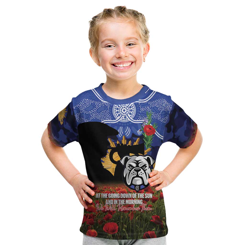 Personalised Bulldogs Rugby ANZAC Day Kid T Shirt Last Post Poppy We Will Remember Them