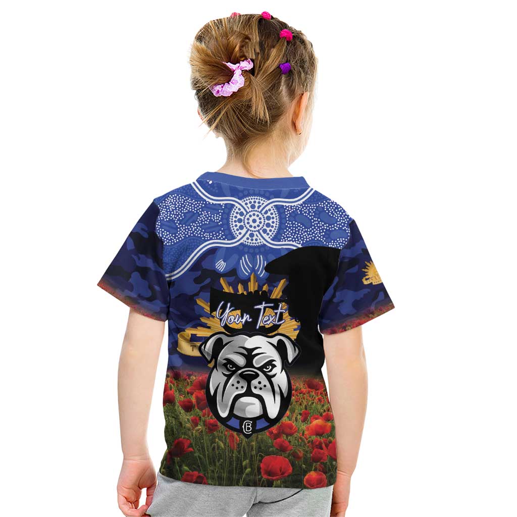 Personalised Bulldogs Rugby ANZAC Day Kid T Shirt Last Post Poppy We Will Remember Them