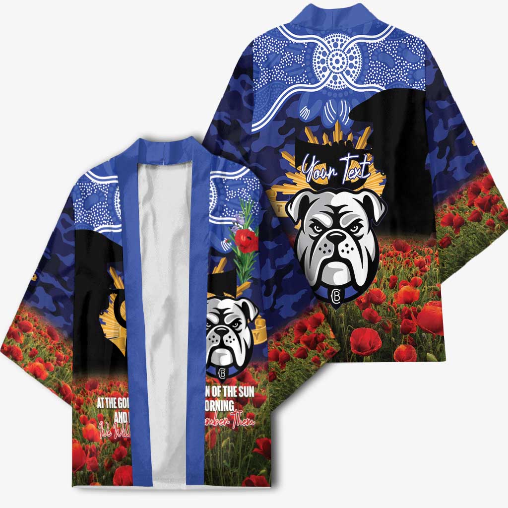 Personalised Bulldogs Rugby ANZAC Day Kimono Last Post Poppy We Will Remember Them