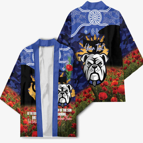 Personalised Bulldogs Rugby ANZAC Day Kimono Last Post Poppy We Will Remember Them