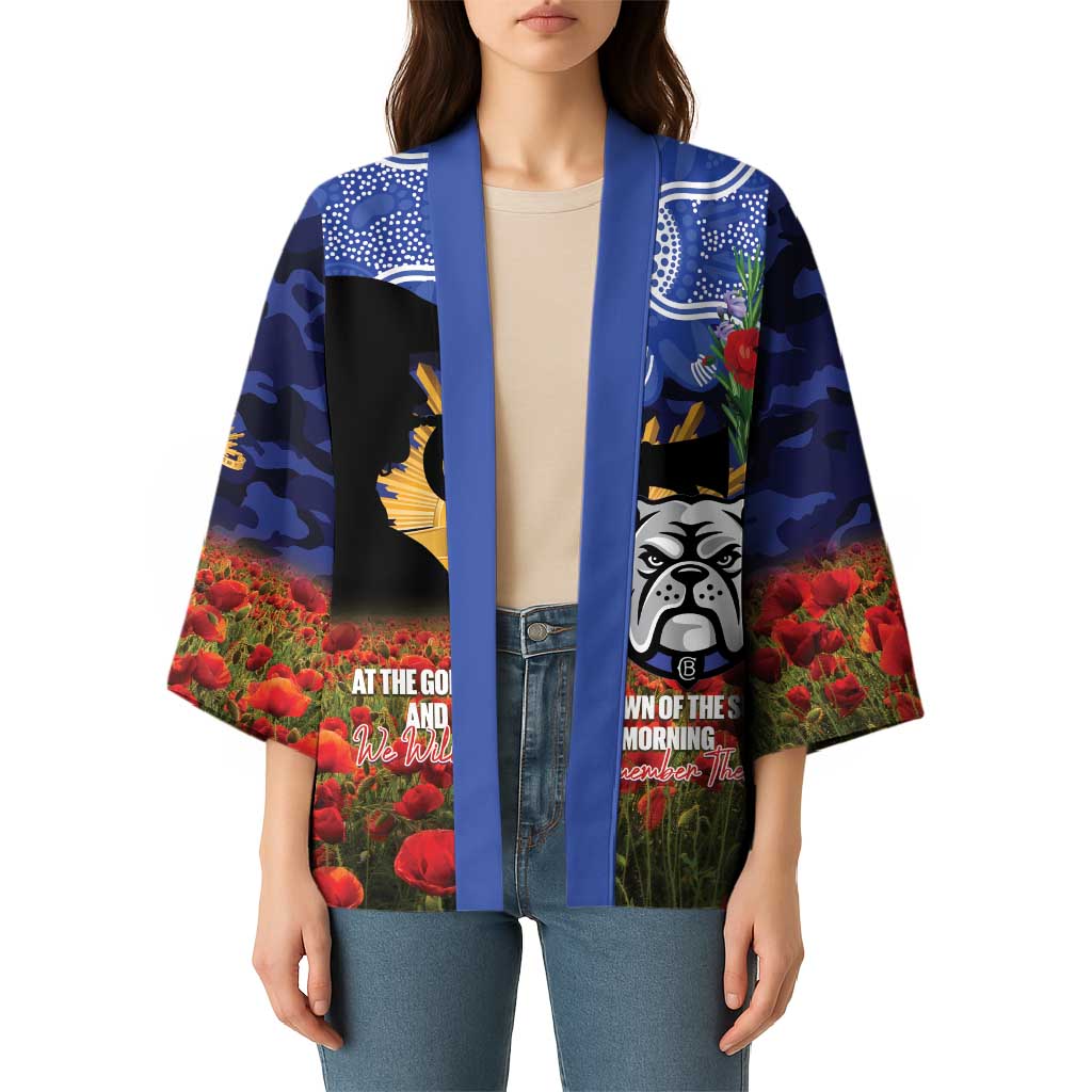 Personalised Bulldogs Rugby ANZAC Day Kimono Last Post Poppy We Will Remember Them