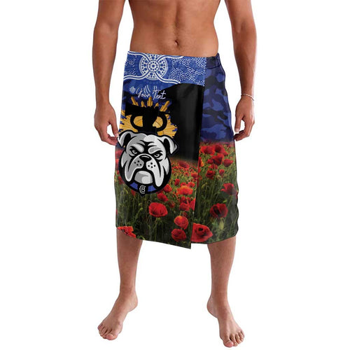 Personalised Bulldogs Rugby ANZAC Day Lavalava Last Post Poppy We Will Remember Them