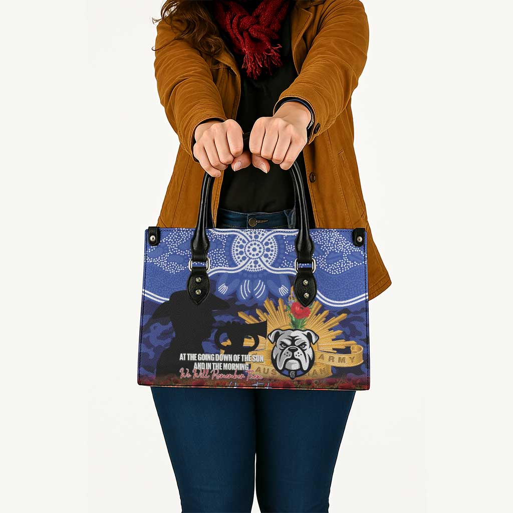Personalised Bulldogs Rugby ANZAC Day Leather Bag Last Post Poppy We Will Remember Them