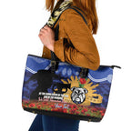 Personalised Bulldogs Rugby ANZAC Day Leather Tote Bag Last Post Poppy We Will Remember Them