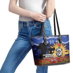 Personalised Bulldogs Rugby ANZAC Day Leather Tote Bag Last Post Poppy We Will Remember Them