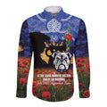 Personalised Bulldogs Rugby ANZAC Day Long Sleeve Button Shirt Last Post Poppy We Will Remember Them