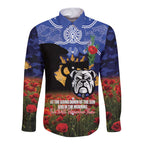 Personalised Bulldogs Rugby ANZAC Day Long Sleeve Button Shirt Last Post Poppy We Will Remember Them