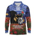 Personalised Bulldogs Rugby ANZAC Day Long Sleeve Polo Shirt Last Post Poppy We Will Remember Them