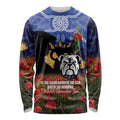 Personalised Bulldogs Rugby ANZAC Day Long Sleeve Shirt Last Post Poppy We Will Remember Them