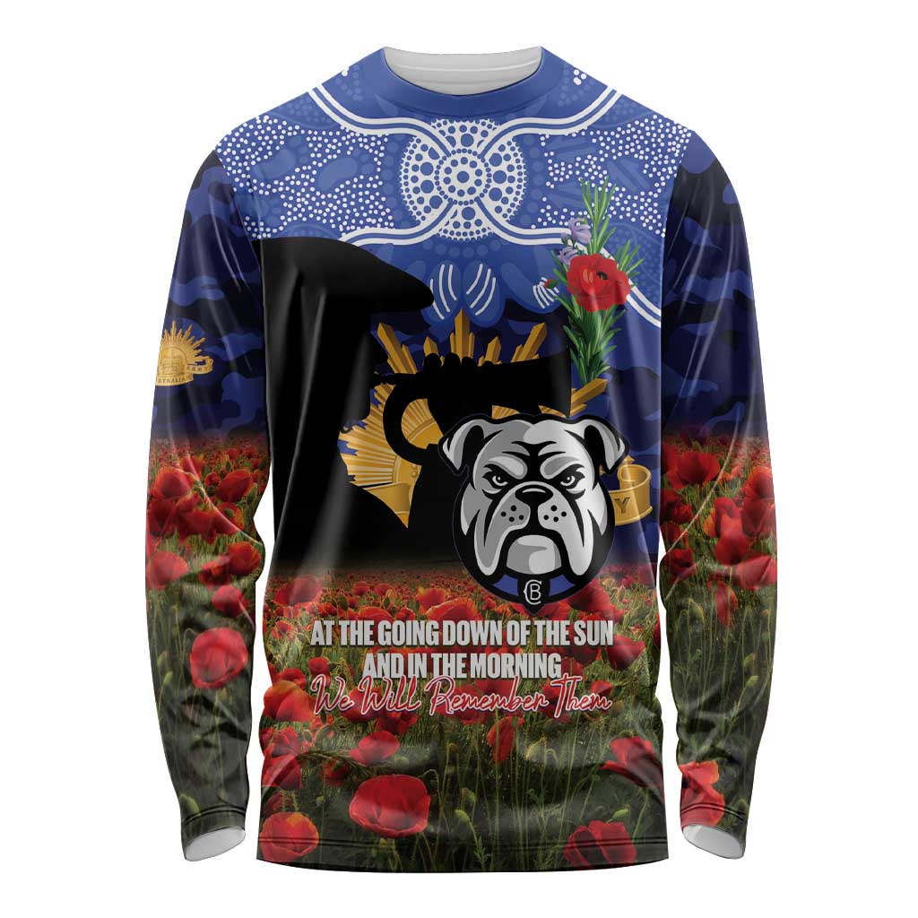 Personalised Bulldogs Rugby ANZAC Day Long Sleeve Shirt Last Post Poppy We Will Remember Them