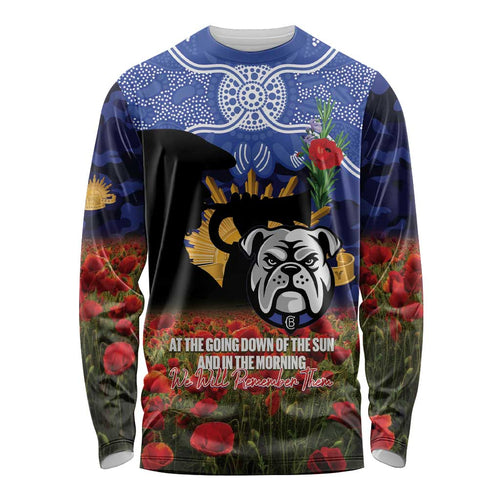 Personalised Bulldogs Rugby ANZAC Day Long Sleeve Shirt Last Post Poppy We Will Remember Them