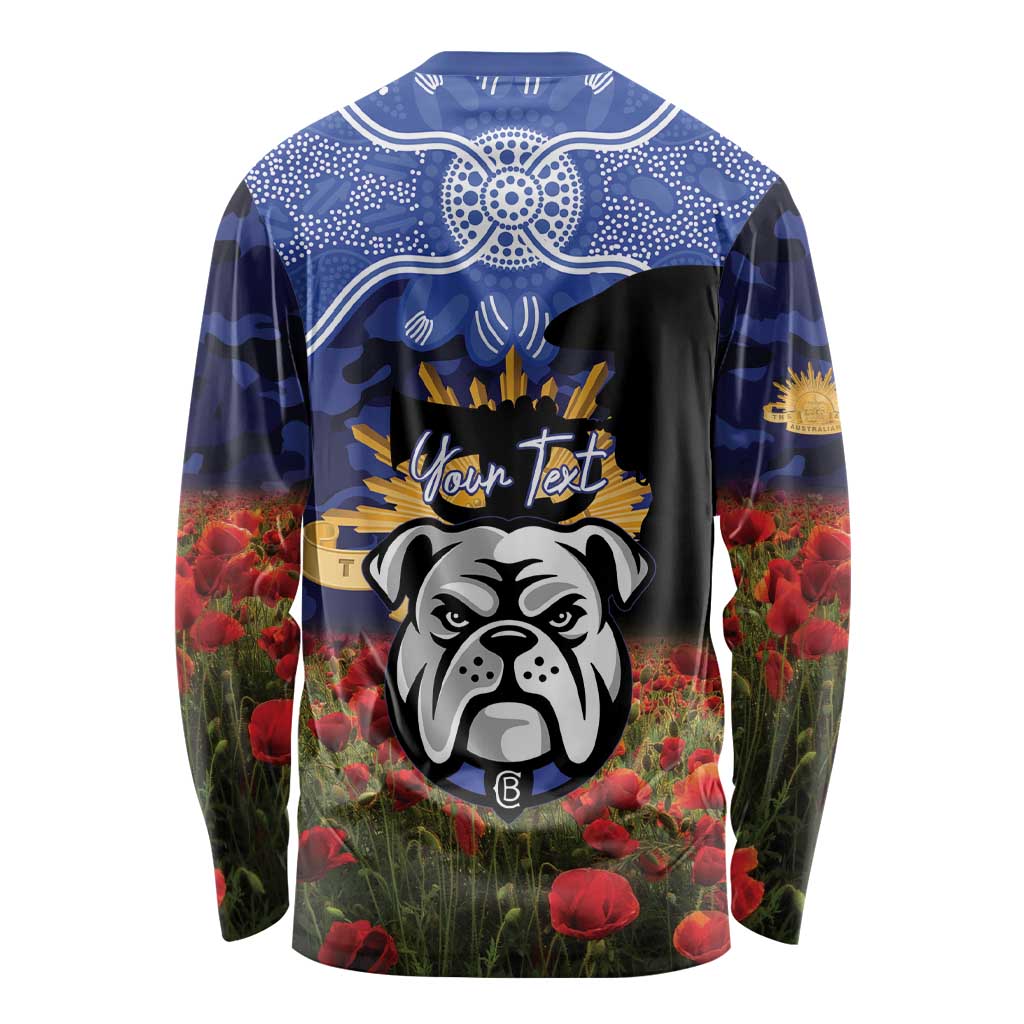 Personalised Bulldogs Rugby ANZAC Day Long Sleeve Shirt Last Post Poppy We Will Remember Them