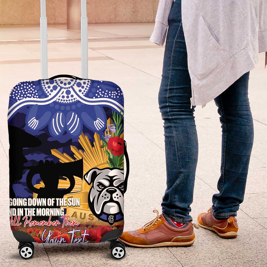 Personalised Bulldogs Rugby ANZAC Day Luggage Cover Last Post Poppy We Will Remember Them