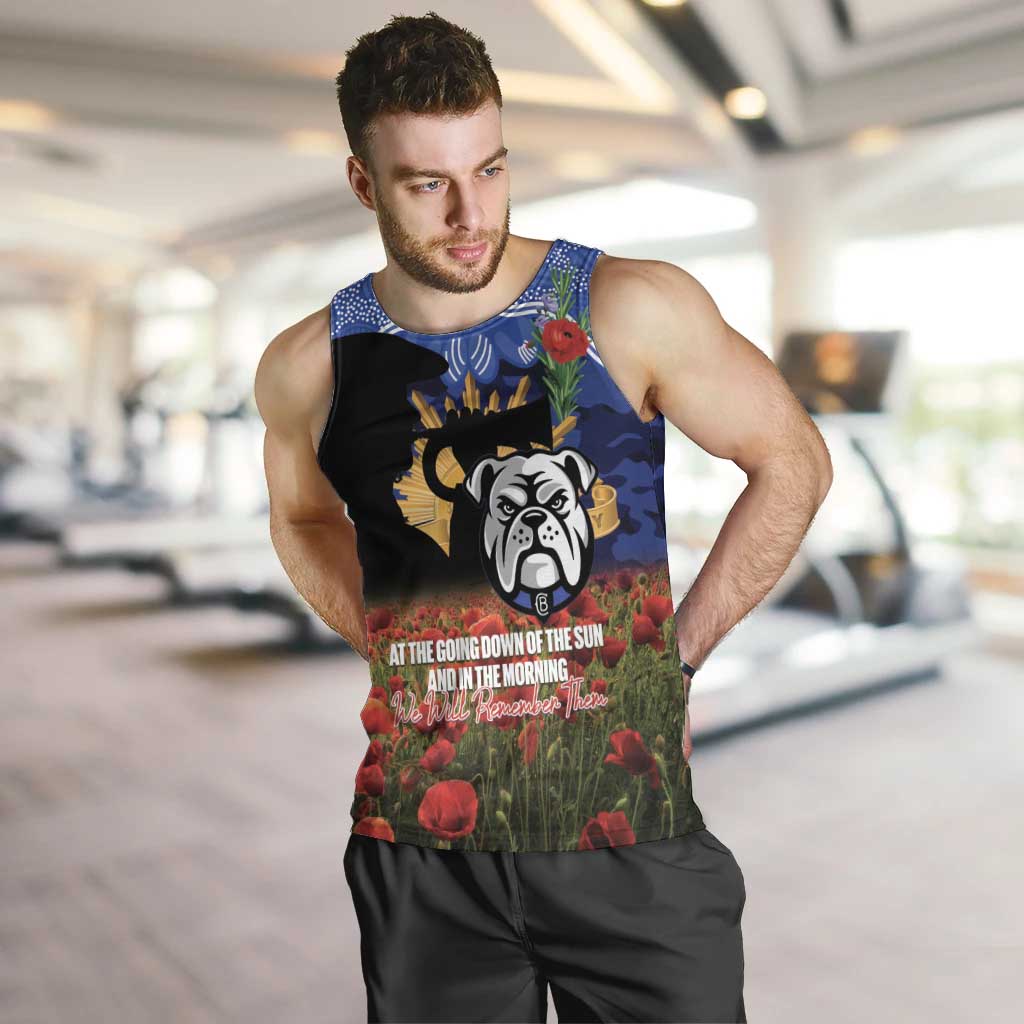 Personalised Bulldogs Rugby ANZAC Day Men Tank Top Last Post Poppy We Will Remember Them