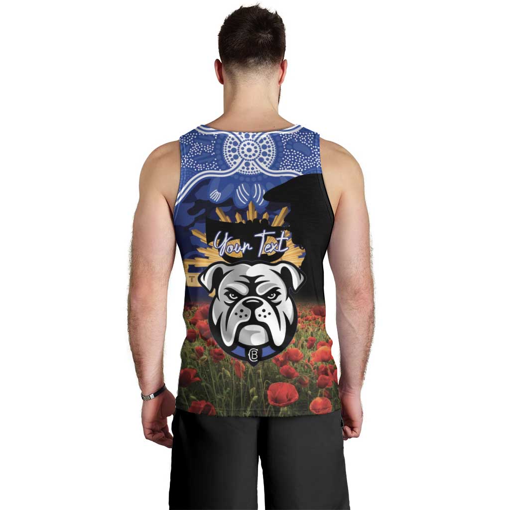 Personalised Bulldogs Rugby ANZAC Day Men Tank Top Last Post Poppy We Will Remember Them