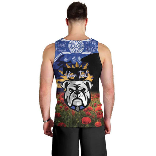 Personalised Bulldogs Rugby ANZAC Day Men Tank Top Last Post Poppy We Will Remember Them